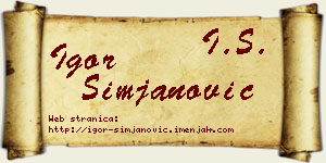 Igor Simjanović vizit kartica